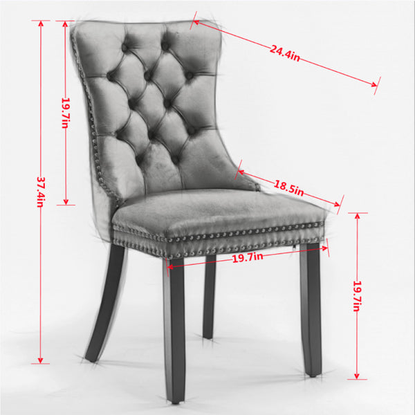 English Elm Dining Chairs Set of 2 Tufted High Back Faux Leather Wingback with Nailhead Trim W1143P544307