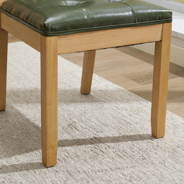 English Elm Upholstered Wingback Dining Armchair with Button Tufting Nailhead Trim Steel Legs Green PU Leather W1143P544312