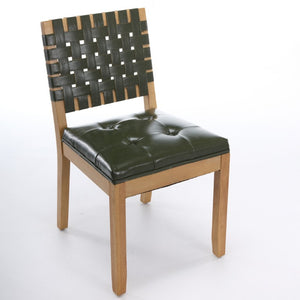English Elm Upholstered Wingback Dining Armchair with Button Tufting Nailhead Trim Steel Legs Green PU Leather W1143P544312