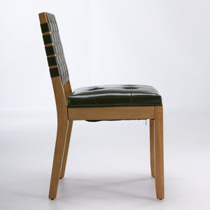English Elm Upholstered Wingback Dining Armchair with Button Tufting Nailhead Trim Steel Legs Green PU Leather W1143P544312