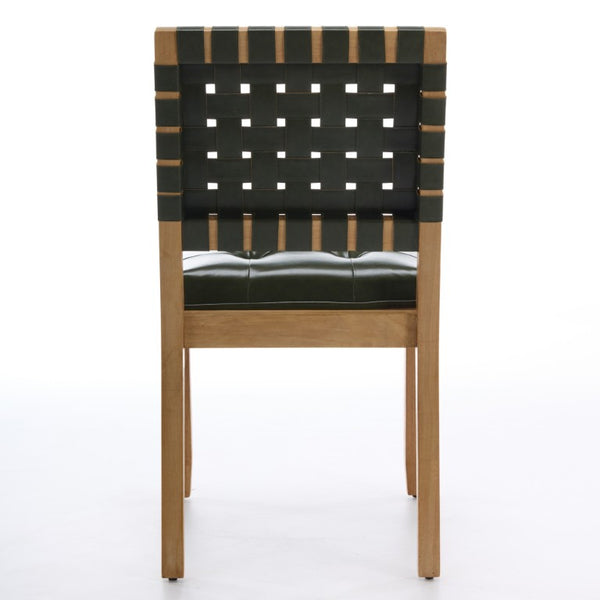 English Elm Upholstered Wingback Dining Armchair with Button Tufting Nailhead Trim Steel Legs Green PU Leather W1143P544312