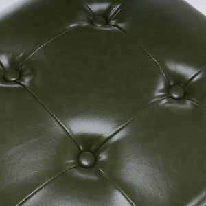 English Elm Upholstered Wingback Dining Armchair with Button Tufting Nailhead Trim Steel Legs Green PU Leather W1143P544312