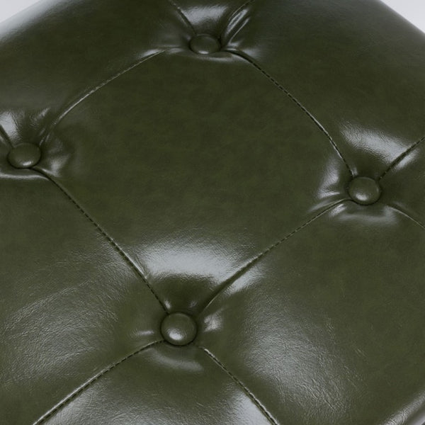 English Elm Upholstered Wingback Dining Armchair with Button Tufting Nailhead Trim Steel Legs Green PU Leather W1143P544312