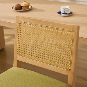 English Elm Full Solid Wood Bar Stools Set of 2 with Rattan Back and Linen Cushion for Kitchen Island W1143P610924