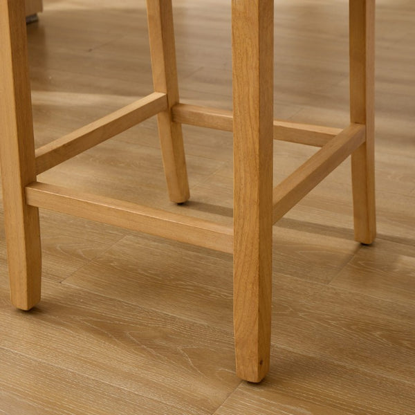 English Elm Full Solid Wood Bar Stools Set of 2 with Rattan Back and Linen Cushion for Kitchen Island W1143P610924