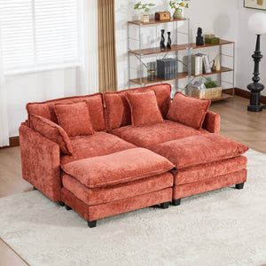 English Elm Cloud Loveseat Modular Chenille Upholstered Sofa with Deep Cushion for Living Room W1143S00067