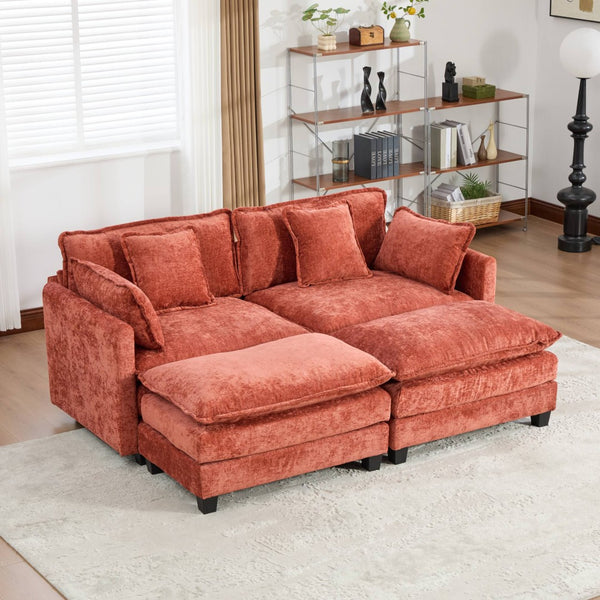 English Elm Cloud Loveseat Modular Chenille Upholstered Sofa with Deep Cushion for Living Room W1143S00067
