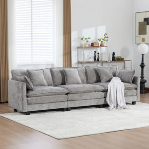 English Elm Cloud Modular Sofa Plush Chenille Upholstered Three Seat Couch for Living Room W1143S00069