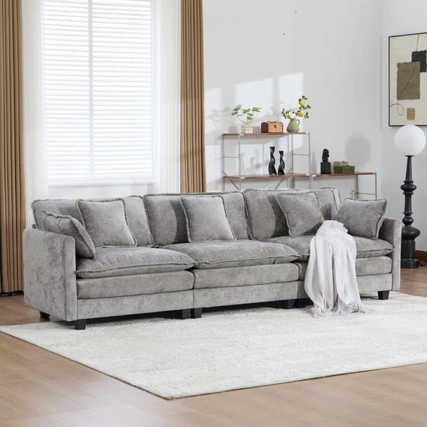 English Elm Cloud Modular Sofa Plush Chenille Upholstered Three Seat Couch for Living Room W1143S00069