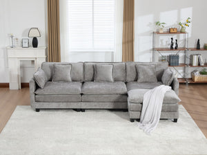 English Elm Cloud Modular Sofa Plush Chenille Upholstered Three Seat Couch for Living Room W1143S00069