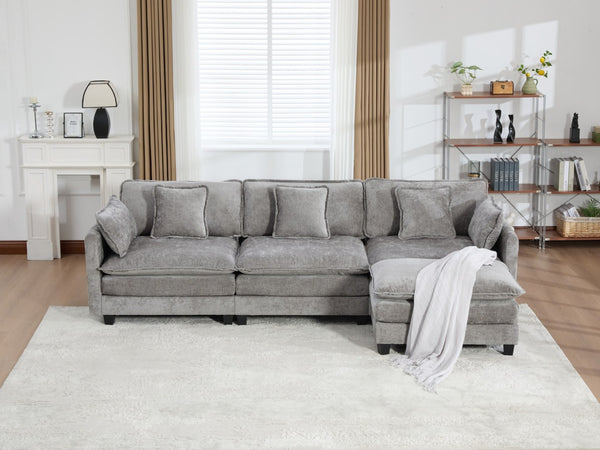 English Elm Cloud Modular Sofa Plush Chenille Upholstered Three Seat Couch for Living Room W1143S00069