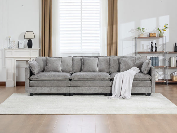 English Elm Cloud Modular Sofa Plush Chenille Upholstered Three Seat Couch for Living Room W1143S00069