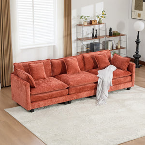 English Elm Cloud Modular Three Seat Sofa Breathable Chenille Upholstery Deep Cushion Lounge W1143S00070