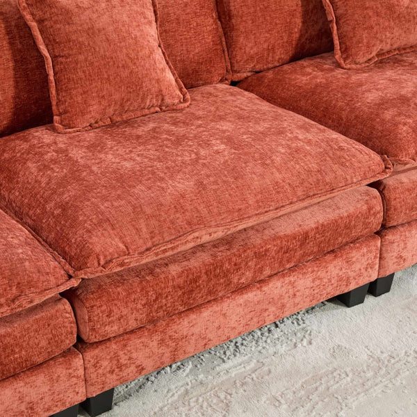 English Elm Cloud Modular Three Seat Sofa Breathable Chenille Upholstery Deep Cushion Lounge W1143S00070