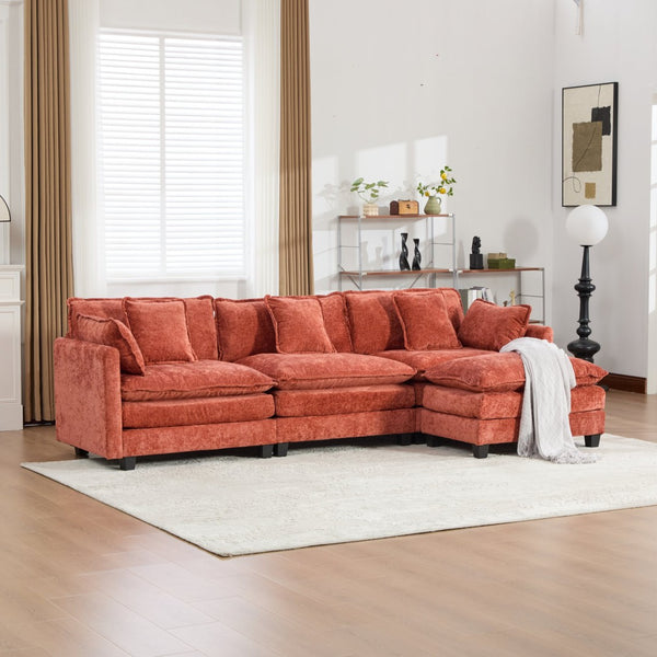 English Elm Cloud Modular Three Seat Sofa Breathable Chenille Upholstery Deep Cushion Lounge W1143S00070