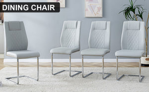 English Elm Equipped with PU Leather Foam Seats Six Contemporary Dining Chairs on Slim Metal Legs W1151102507
