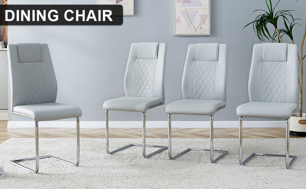 English Elm Equipped with PU Leather Foam Seats Six Contemporary Dining Chairs on Slim Metal Legs W1151102507