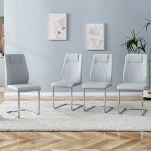 English Elm Equipped with PU Leather Foam Seats Six Contemporary Dining Chairs on Slim Metal Legs W1151102507