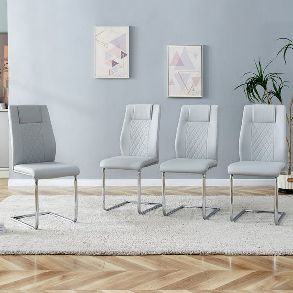 English Elm Equipped with PU Leather Foam Seats Six Contemporary Dining Chairs on Slim Metal Legs W1151102507