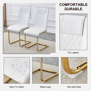 English Elm Modern PU Leather Dining Chairs Set of 6 with Gold Arched Legs for Stylish Interiors W1151110421