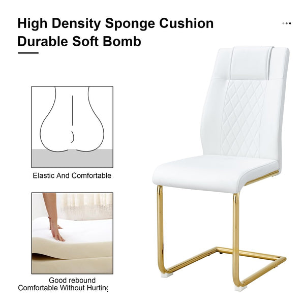 English Elm Modern PU Leather Dining Chairs Set of 6 with Gold Arched Legs for Stylish Interiors W1151110421