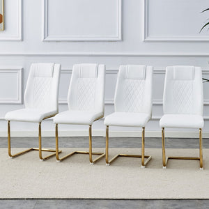 English Elm Modern PU Leather Dining Chairs Set of 6 with Gold Arched Legs for Stylish Interiors W1151110421