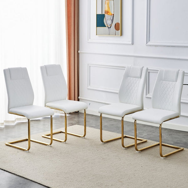 English Elm Modern PU Leather Dining Chairs Set of 6 with Gold Arched Legs for Stylish Interiors W1151110421