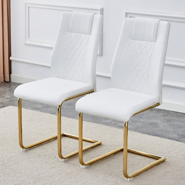 English Elm Modern PU Leather Dining Chairs Set of 6 with Gold Arched Legs for Stylish Interiors W1151110421