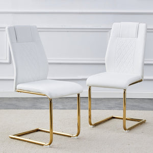 English Elm Modern PU Leather Dining Chairs Set of 6 with Gold Arched Legs for Stylish Interiors W1151110421