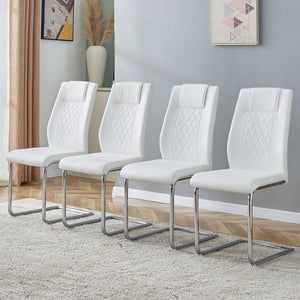 English Elm Modern Faux Leather Dining Chairs with Cushioned Seats and Sleek Metal Legs Set of 4 W115168230