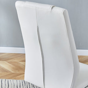 English Elm Modern Faux Leather Dining Chairs with Cushioned Seats and Sleek Metal Legs Set of 4 W115168230