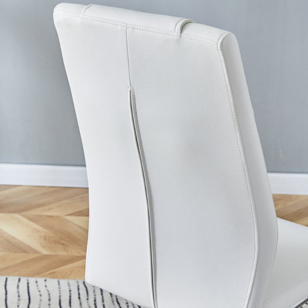 English Elm Modern Faux Leather Dining Chairs with Cushioned Seats and Sleek Metal Legs Set of 4 W115168230