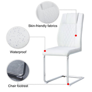 English Elm Modern Faux Leather Dining Chairs with Cushioned Seats and Sleek Metal Legs Set of 4 W115168230