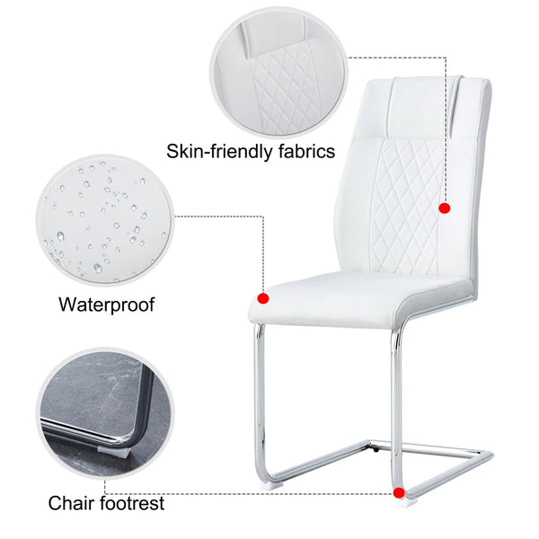 English Elm Modern Faux Leather Dining Chairs with Cushioned Seats and Sleek Metal Legs Set of 4 W115168230