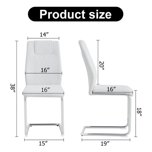 English Elm Modern Faux Leather Dining Chairs with Cushioned Seats and Sleek Metal Legs Set of 4 W115168230