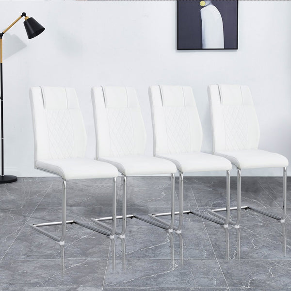English Elm Modern Faux Leather Dining Chairs with Cushioned Seats and Sleek Metal Legs Set of 4 W115168230