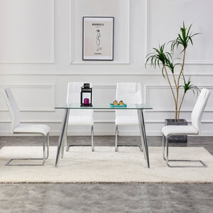 English Elm Modern Faux Leather Dining Chairs with Cushioned Seats and Sleek Metal Legs Set of 4 W115168230