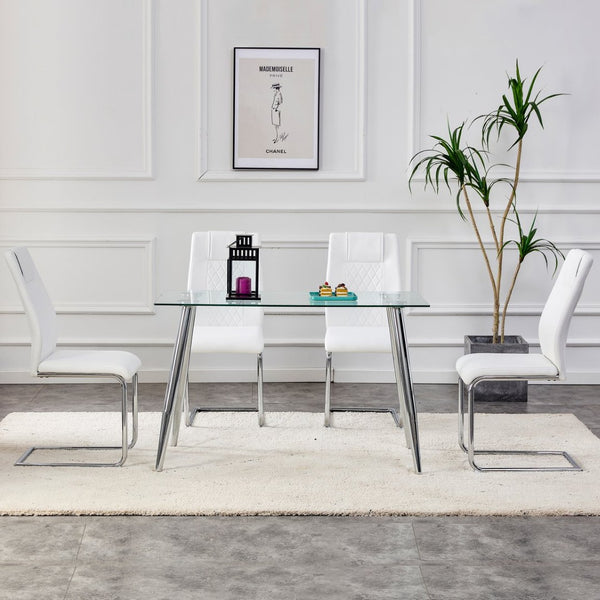English Elm Modern Faux Leather Dining Chairs with Cushioned Seats and Sleek Metal Legs Set of 4 W115168230