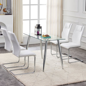 English Elm Modern Faux Leather Dining Chairs with Cushioned Seats and Sleek Metal Legs Set of 4 W115168230