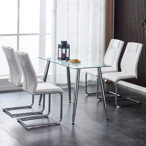 English Elm Modern Faux Leather Dining Chairs with Cushioned Seats and Sleek Metal Legs Set of 4 W115168230