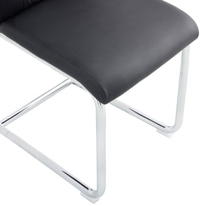 English Elm Modern Faux Leather Dining Chair Set of Six with Chrome Metal Frame for Kitchen W115181766