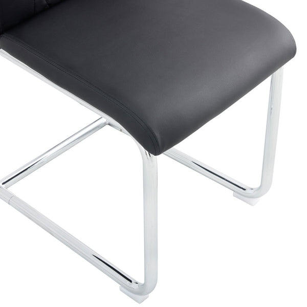English Elm Modern Faux Leather Dining Chair Set of Six with Chrome Metal Frame for Kitchen W115181766