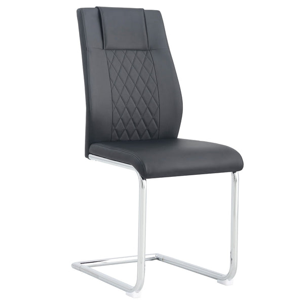 English Elm Modern Faux Leather Dining Chair Set of Six with Chrome Metal Frame for Kitchen W115181766
