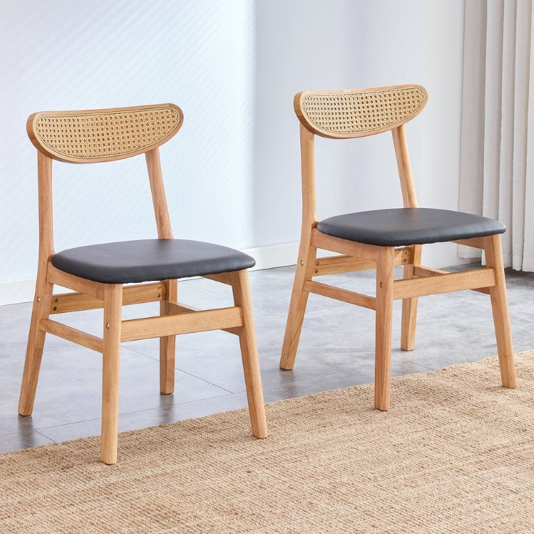 English Elm The Solid Wood Dining Chair with Curved Back and PU Cushion for Everyday Comfort W1151P154587