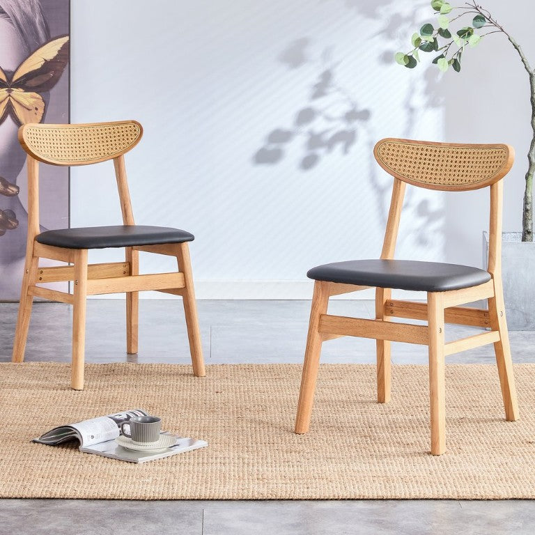 English Elm The Solid Wood Dining Chair with Curved Back and PU Cushion for Everyday Comfort W1151P154587