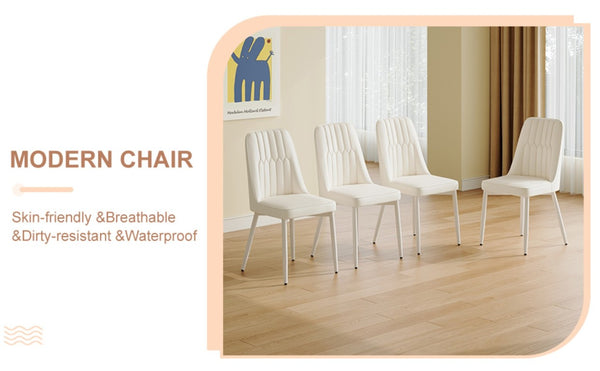 English Elm White Modern Dining Chair with Slim Metal Legs for Kitchen Living Room Restaurant Use W1151P154912