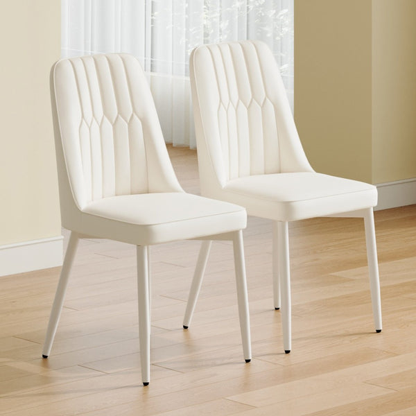 English Elm White Modern Dining Chairs with Sturdy Metal Legs for Kitchen and Restaurant Seating W1151P154912
