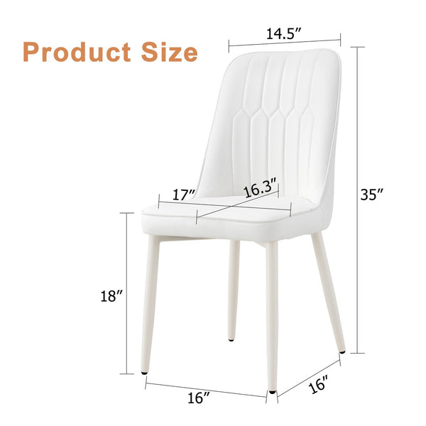 English Elm White Modern Dining Chairs with Sturdy Metal Legs for Kitchen and Restaurant Seating W1151P154912