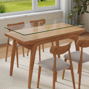 English Elm Only Tempered Glass Rectangular Table Top Clear Polished Panel for Dining and Kitchen W1151P209959