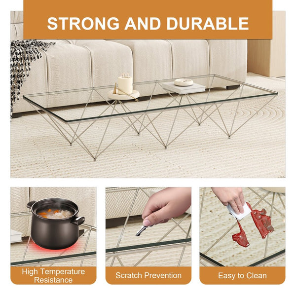 English Elm Only Tempered Glass Rectangular Table Top Clear Polished Panel for Dining and Kitchen W1151P209959